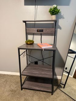 Nightstand with Rack with Power Outlet