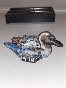 Vintage Lidded Duck Trinket Box Ceramic Home Decor Handpainted