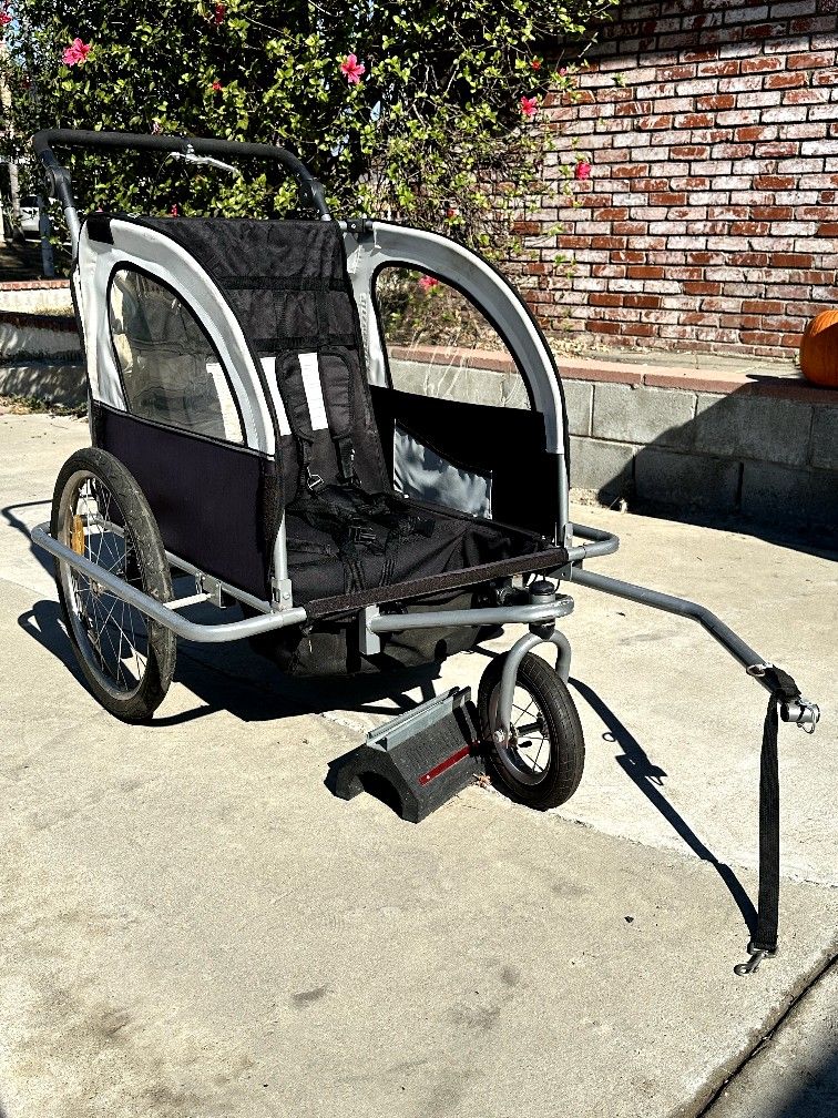 Aosom 2 in 1 Double Child Jogging Stroller/ Bike Trailer 