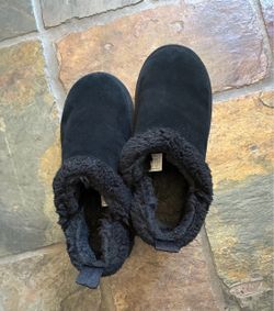 Black Suede Sherpa-Lined Ankle Boots
