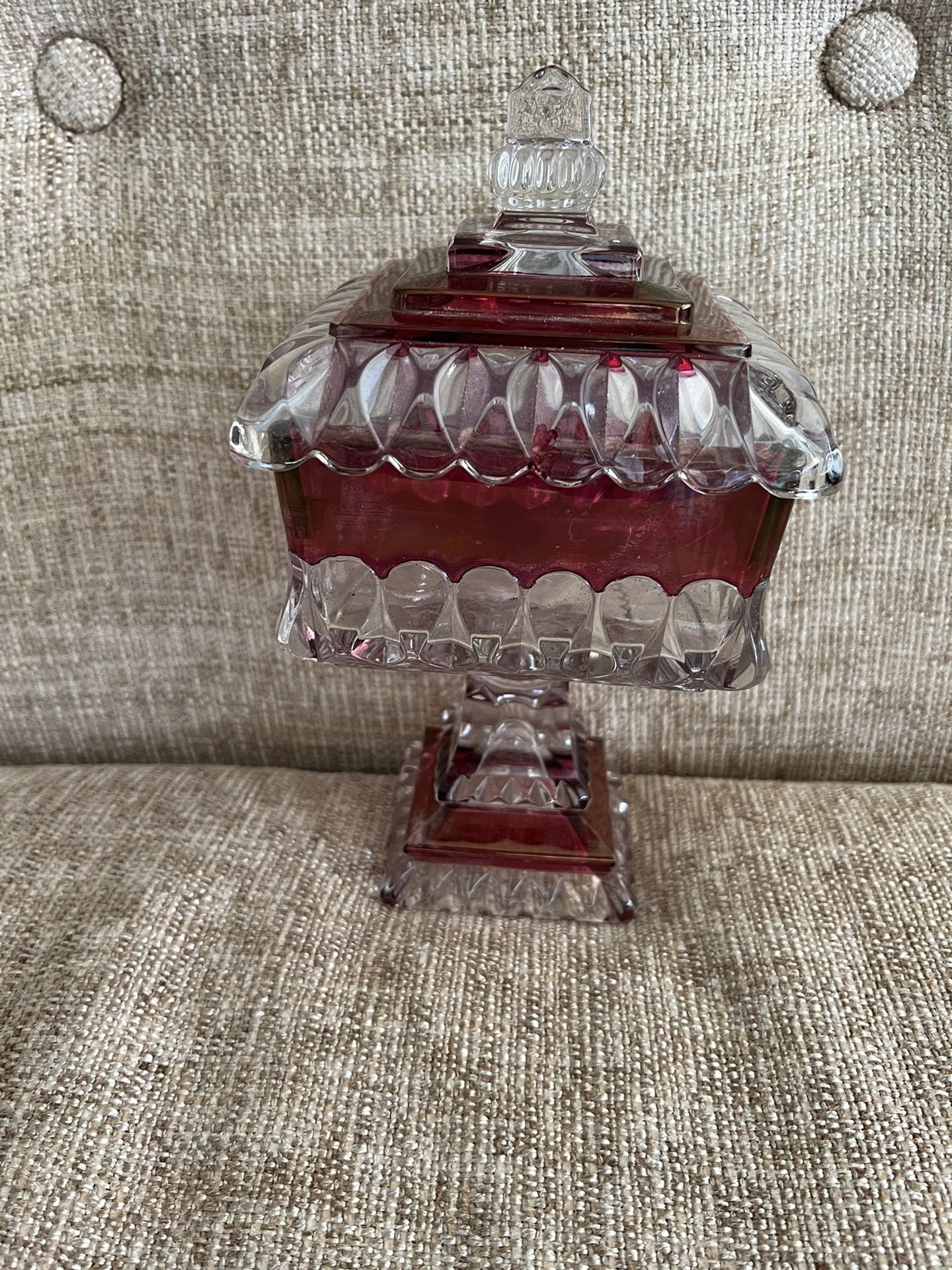 Antique Glass Candy dish 9 1/2” x 5 and three-quarter inches