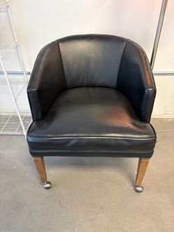 Black Vinyl Barrel Chair