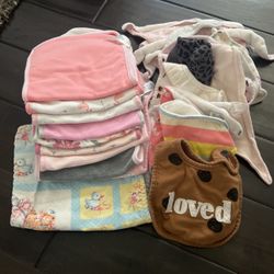 Assorted Burp Cloths And Bibs 