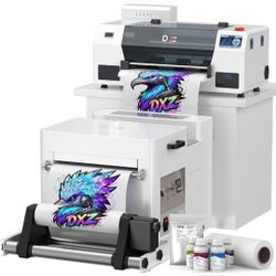 ☆ DXZ A3 i3200 DTF Printer with Shaker Oven,i3200 Printhead 50 sq.ft/hr High-Speed Printing,White Ink Stirring & Circulation, 8-Hour Auto Cleaning, He