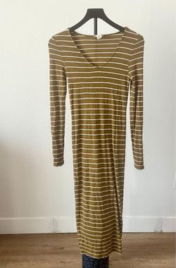 White and green striped dress