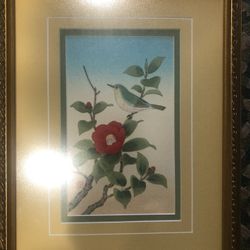 Framed Japanese Wood Print Camellia By Shizuoka Ashikaga 