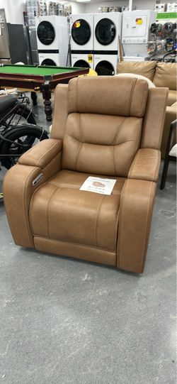 Tan Leather Power Recliner Armchair