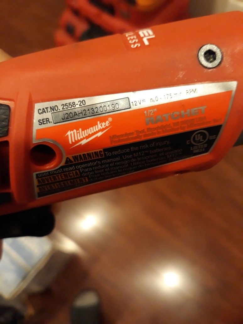 Milwaukee M12 Fuel 1/2 Rachet ...tool Only