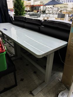 Tresanti White Glass Top Adjustable Height Standing Desk (no working)