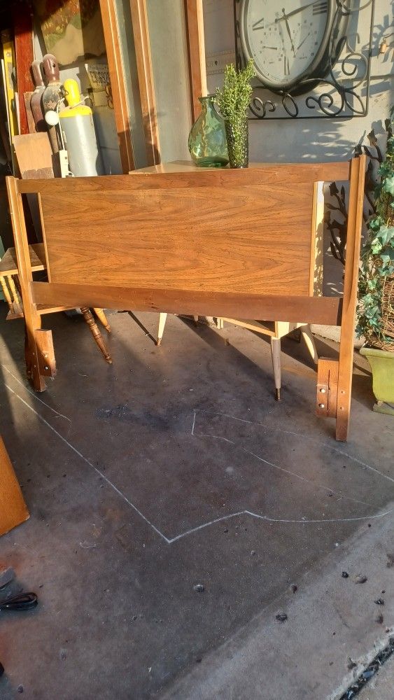 Vintage mid century modern wood head board full size