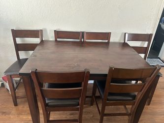 Dark Brown Table & Chairs for 6