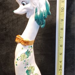 Mid Century Japanese 12" Ceramic Long Neck Dog Figurine