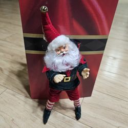 Santa  Elf On The Shelf Sitter Ornament Poseable Bendable Articulated Plush Christmas Holiday Decor Kids Toy 10.5"