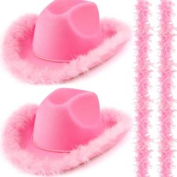  6 Pieces Cowgirl Hat Feather Boa Heart Shaped Sunglasses 