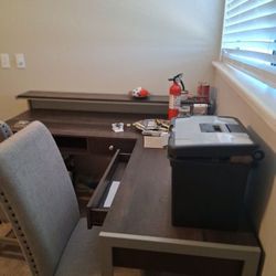 Desk Office L Shape/ Free Printer And Chair