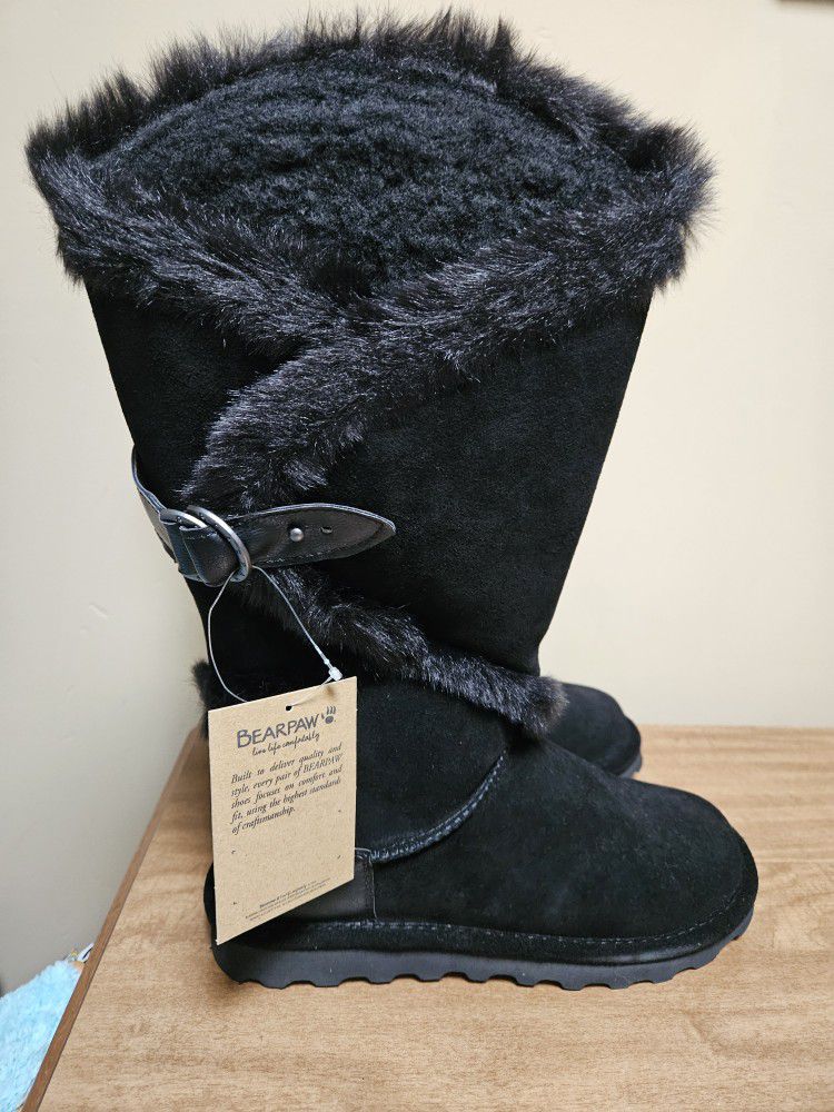 Bearpaw Tall Winter Boots Sheilah Black Women's 8.5