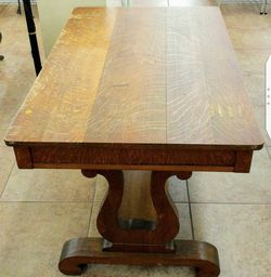 ANTIQUE OAK ARTS & CRAFTS CRAFTSMAN Two Drawer Hall Side Table