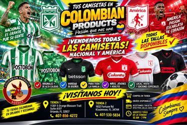 AMÉRICA DE CALI y ATLÉTICO NACIONAL Camisetas