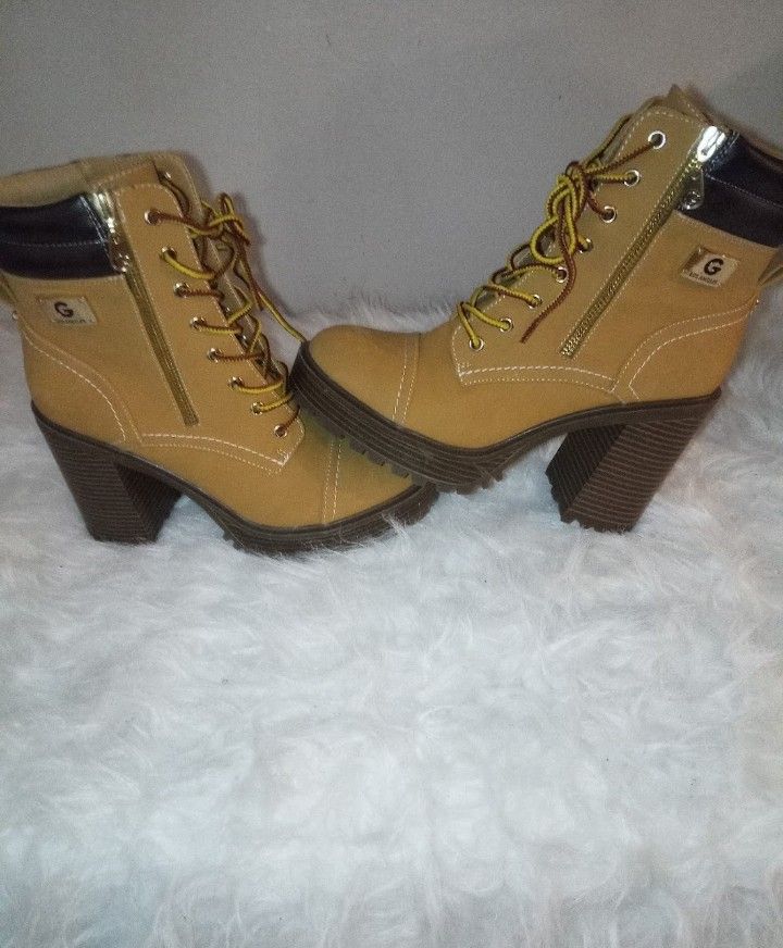 women G-Los Angeles Brown & Gold Ankle Boots