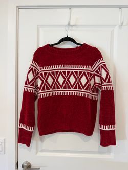 Red Chenille Sweater - Size M
