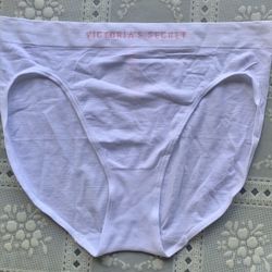 NWT VICTORIA'S SECRET 100% Cotton Hi Waisted Panty White Trim VS L.