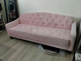 Sofa Sleeper Bed Pink Velvet Couch Futon