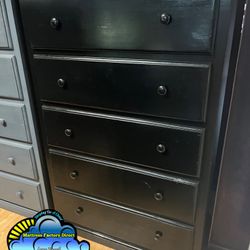 Tall Jumbo Five Drawer Chest Dresser- Negro Cajonera 