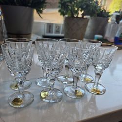 Set of 8 Vintage Atlantis "Lisbon" Cut Crystal Wine Glasses - Hand Blown Portugal