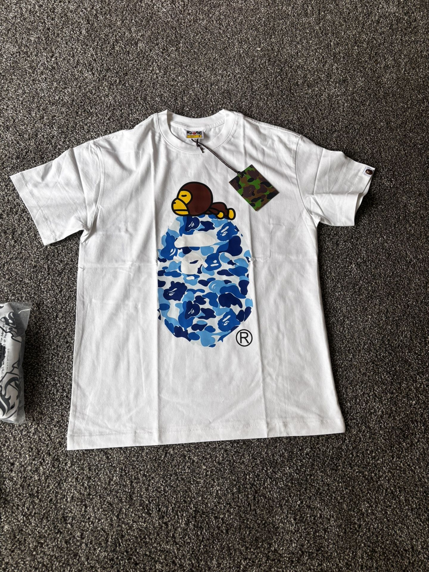 Blue and white baby milo bape tee