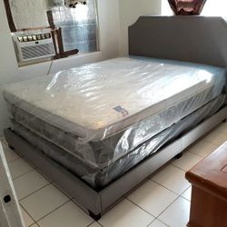 NEW QUEEN-SIZE PILLOW TOP MATTRESS AND BOX SPRING 🆕️