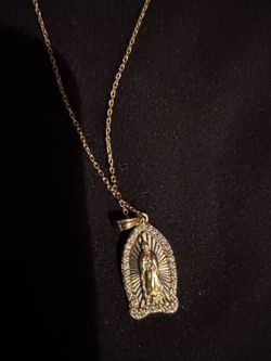 925 silver over gold  toned Cute thin chain virgin pedant  18” long