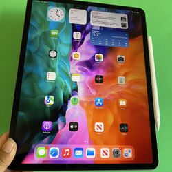 1TB (1024GB) Apple IPad Pro 12.9” 4th Generation (2020 Model/ Face ID/Liquid Retina ) with Stylus pen & Accessories(Apple pencil supported)