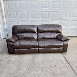 FREE DELIVERY 🚚  Ashley furniture Real Leather brown Couch, sofa recliner