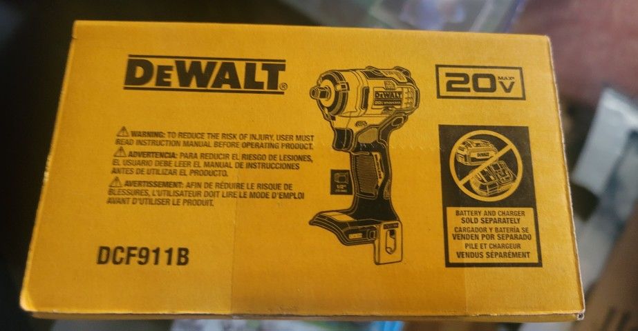 Brand New in Box DeWalt Brushless DCF911B, 1/2" Drive, Compact Impact Wrench w/ Hog Ring Anvil  & Belt Hook (Tool only)