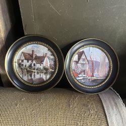 Solid Brass Decorative Plates Made In England Lot Of 2.