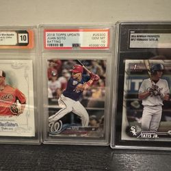 Fernando Tatis, Manny Machado, Juan Soto Rookie Baseball Cards, All Graded Mint 10, Padres, Chargers