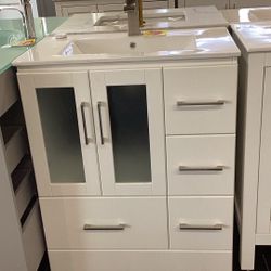 30” Bathroom Vanity Cabinet With Porcelain Top Fully Assembled Ready For Pick Up 