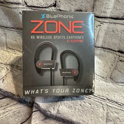 NEW Zone Bluephonic Bluetooth Earbud Headphones; Best Wireless Sports Earbuds w/Mic, HD Stereo Sweatproof Earphones