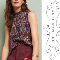 Anthropologie Akemi + Kin Petra Mock Neck Sleeveless Shirt Blouse Top Sz M