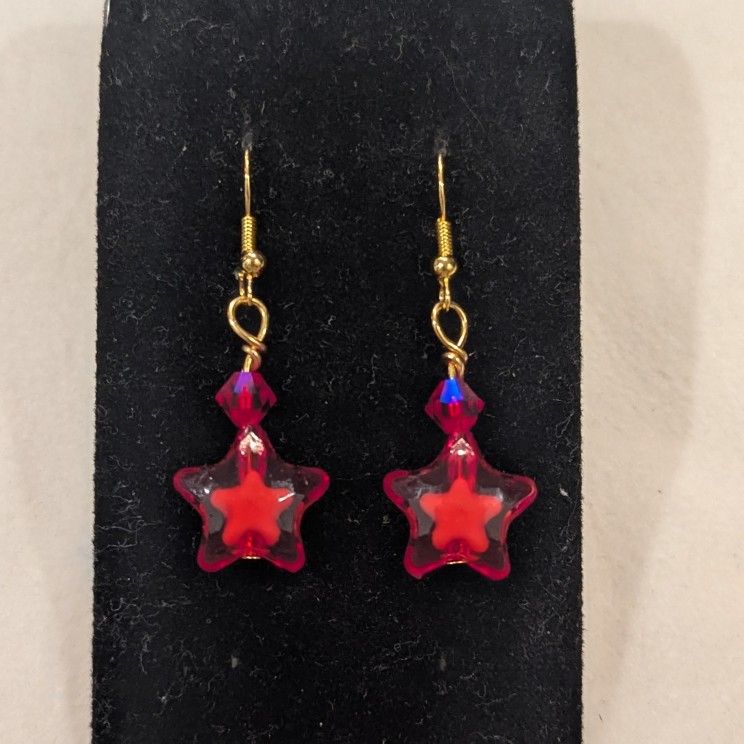 Red Star Dangle Earrings