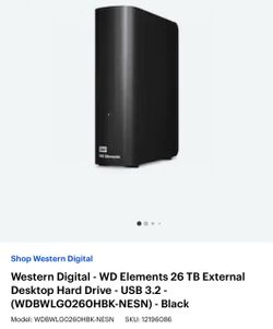 WD Elements 26TB External Desktop Hard Drive