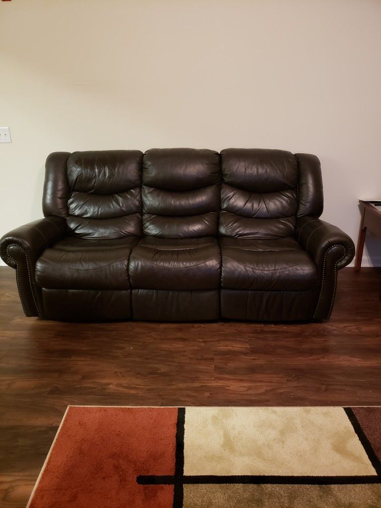 Genuine Leather Double Recliner Sofa