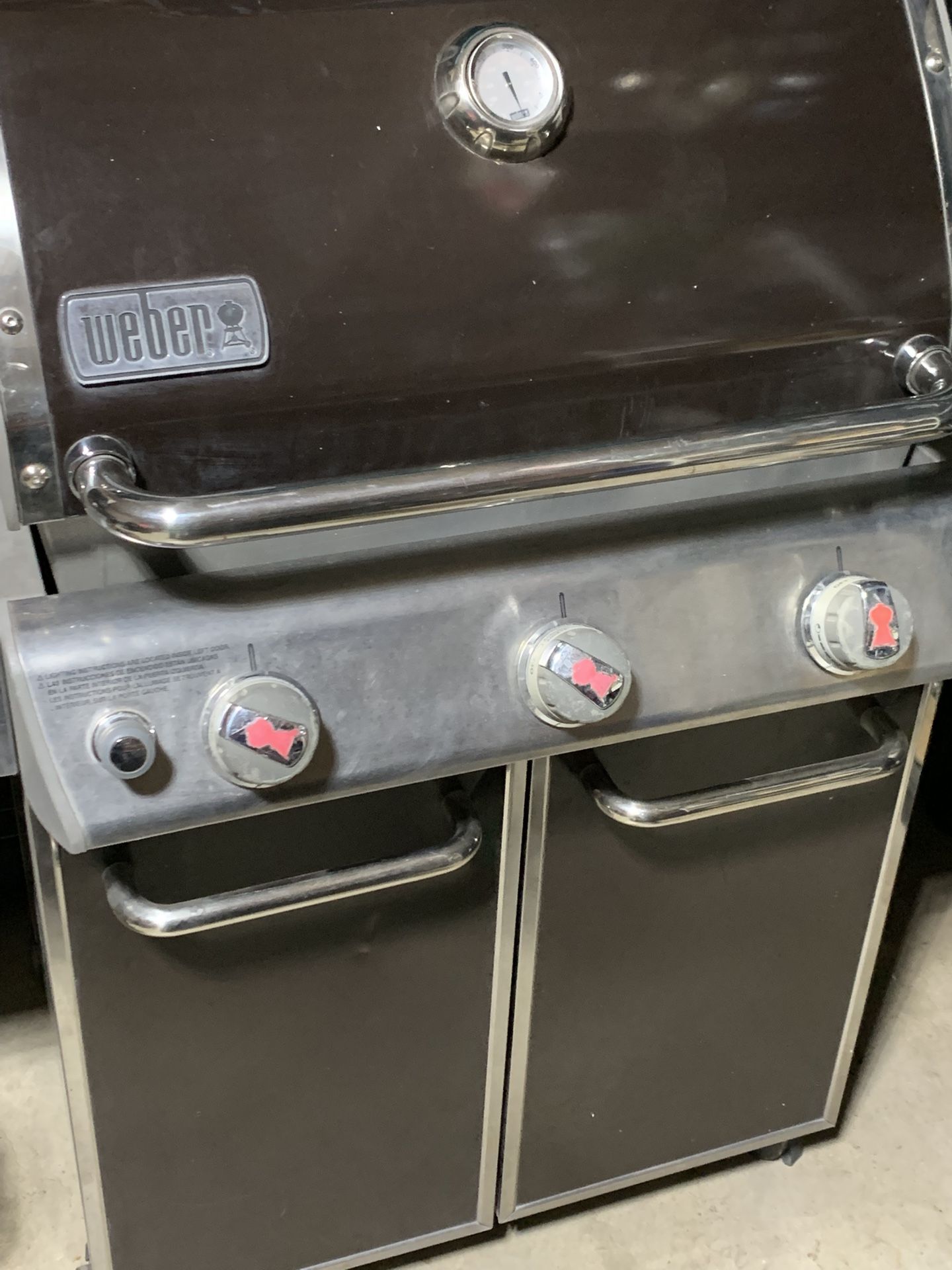 Very Heavy Large Weber Genesis Edition Three Burners BBQ Grill Propane Dark Chocolate Brown