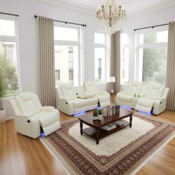 White Leather Sofa And Loveseat