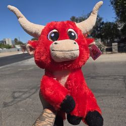 Goffa Large Red Bull Plush FERDINAND Stuffed Animal Horns 20” Wide! HUGE!