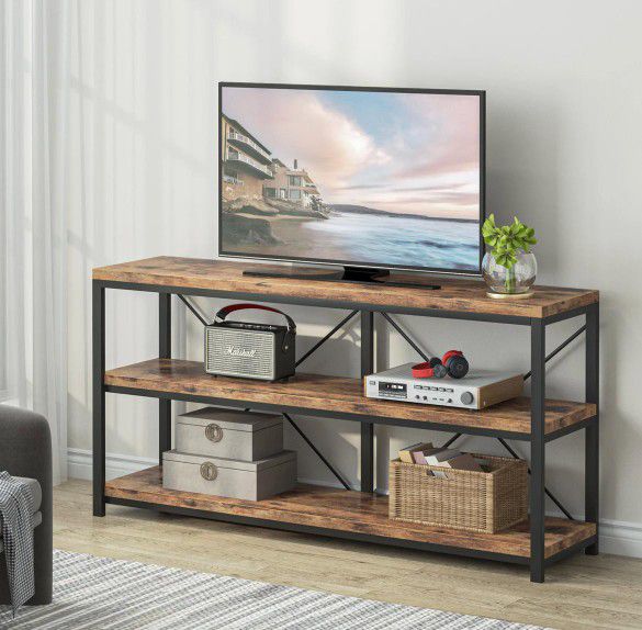 55" Console Table , Sofa Table , TV Stand With 3-tier Storage Shelves
