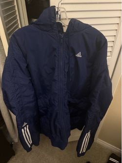Vintage Adidas Navy Hooded Windbreaker Jacket Men's Size XL Full Zip