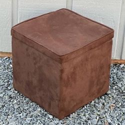 Brown Square Cube Storage Footstool Ottoman