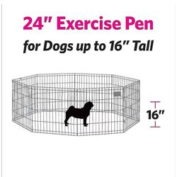 Wire Dog Exercise Pen with Step-Thru Door, Black E-Coat, 24-in