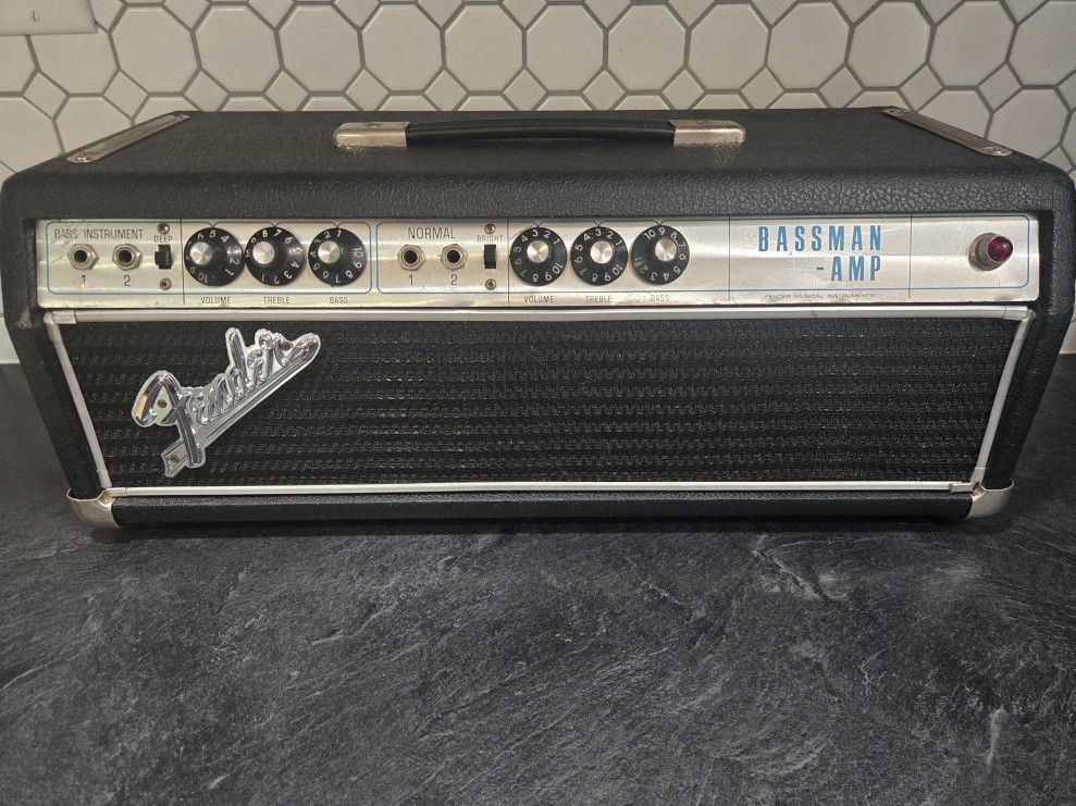 Vintage 1968 Fender Bassman 2 Channel 50 Watt Drip Edge Guitar Tube Amp Head For Sale Or Trade